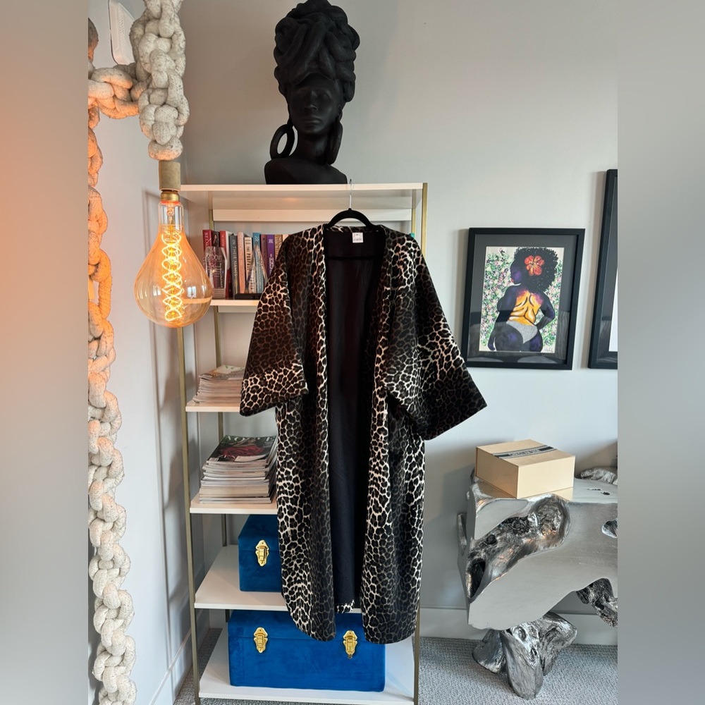 JIBRI Midi Leopard Print Coat (Plus Size; Sizes 20w-28w)